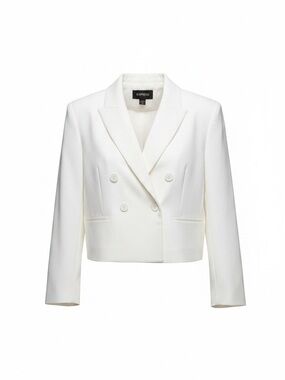 Express White Double-Breasted Cropped Blazer